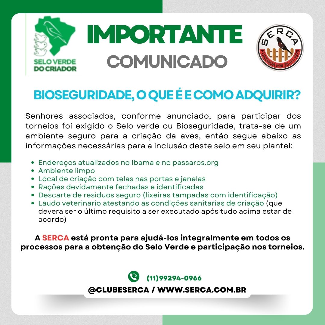 Selo verde ou Bioseguridade 
