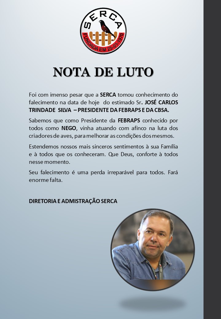 NOTA DE FALECIMENTO - SR. JOSE CARLOS TRINDADE SILVA 